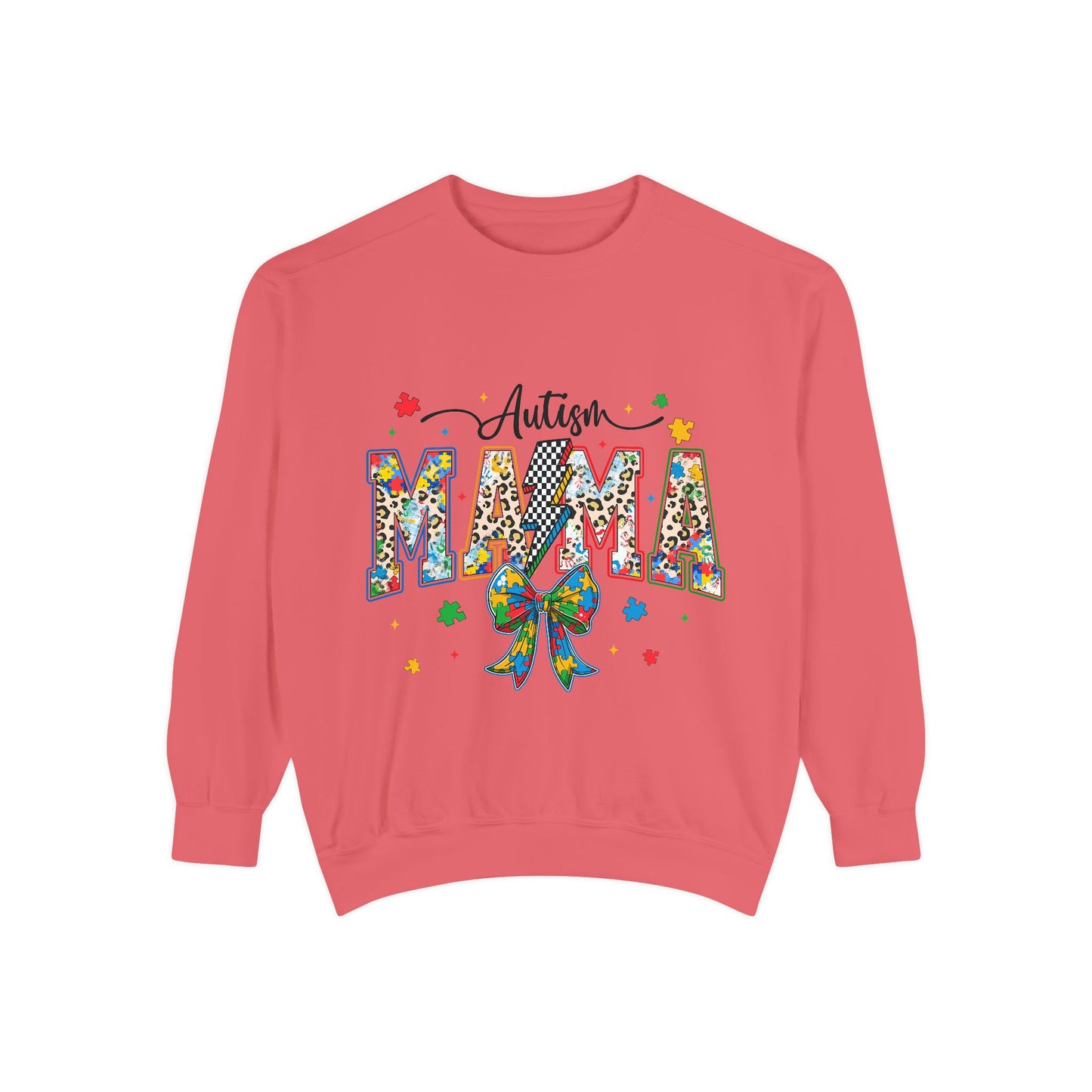 Autism Mama Sweatshirt — Colorful Puzzle Ribbon Mom Pullover