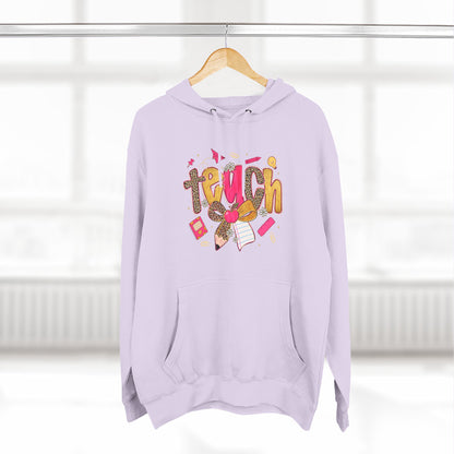 Teacher Cute Graphic Hoodie — "Teach" School Supplies Design