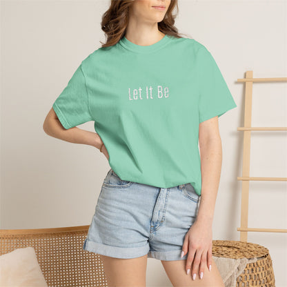 Embroidered T-Shirt — 'Let It Be' Minimal Script Graphic Tee