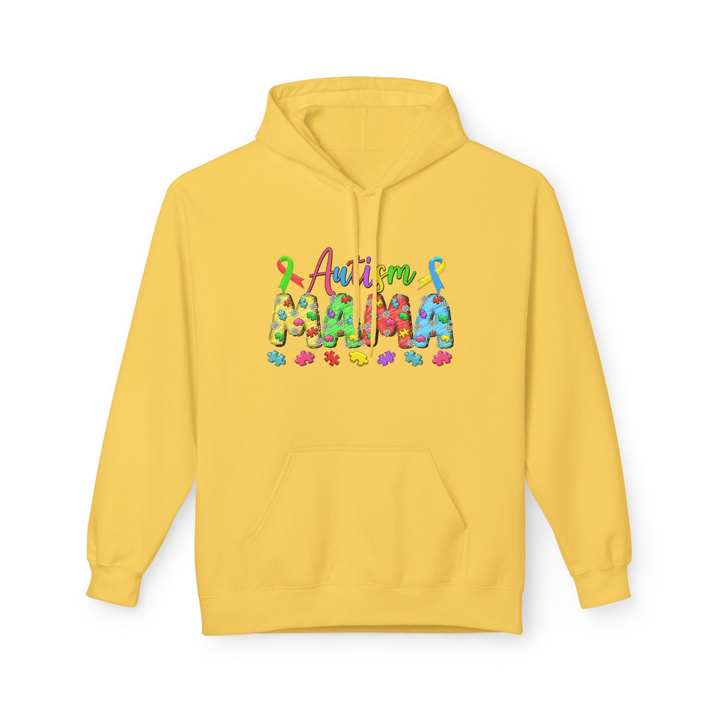 Autism Mama Hoodie — Colorful Puzzle-Print Mom Sweatshirt