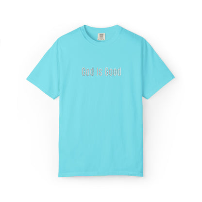 God Is Good Embroidered T-Shirt — Minimal Christian Faith Tee