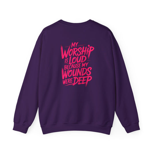 Worship Is Loud Crewneck Sweatshirt — Christian Faith Graphic