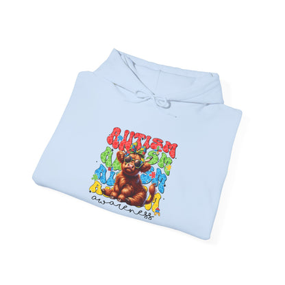 Autism Awareness Hoodie – Colorful Cow "Autism Awareness" Design