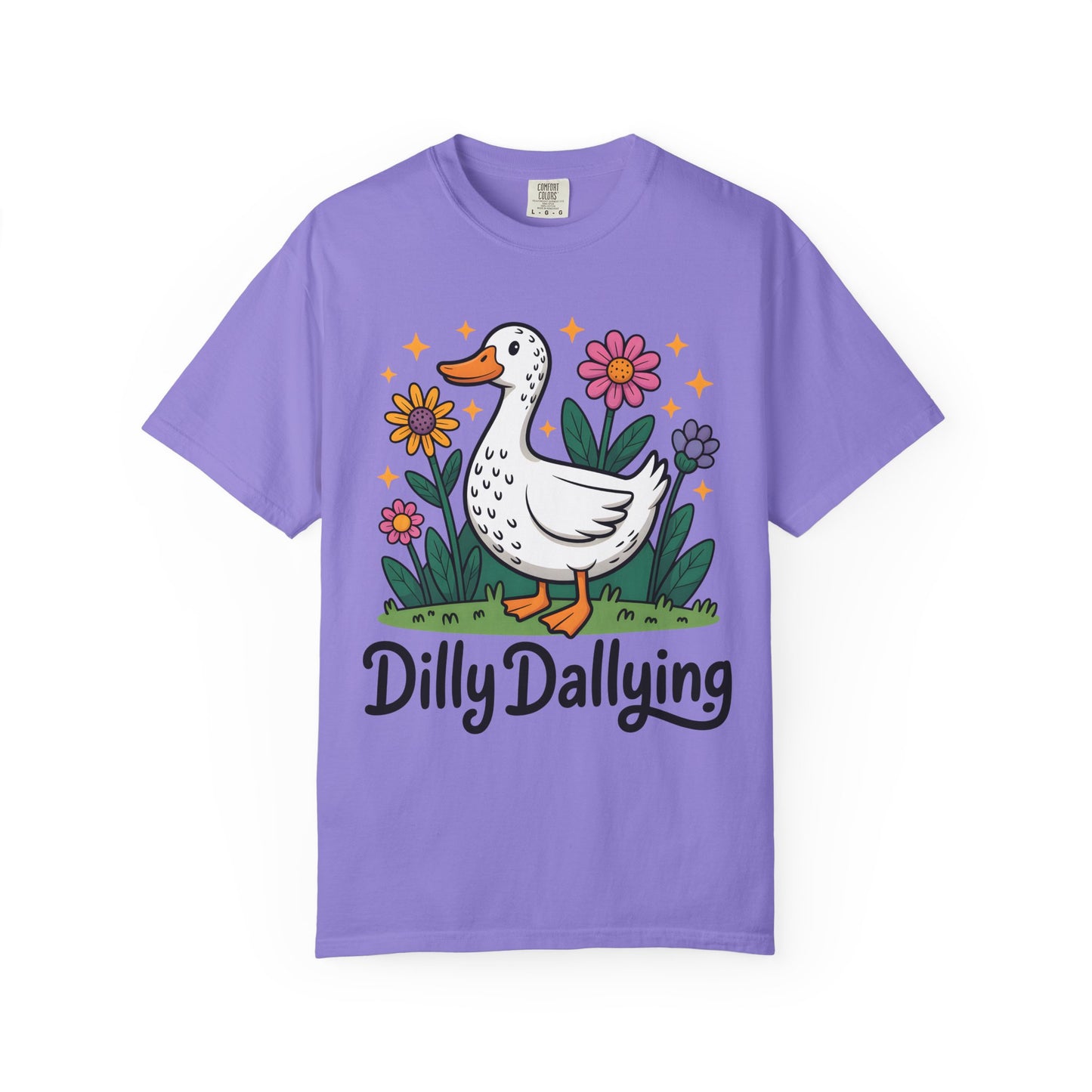 Dilly Dallying Duck T-Shirt — Cute Floral Goose Graphic Tee