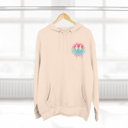 Gettin' Tipsy Camper Hoodie — Retro Pastel Camping Graphic Fleece