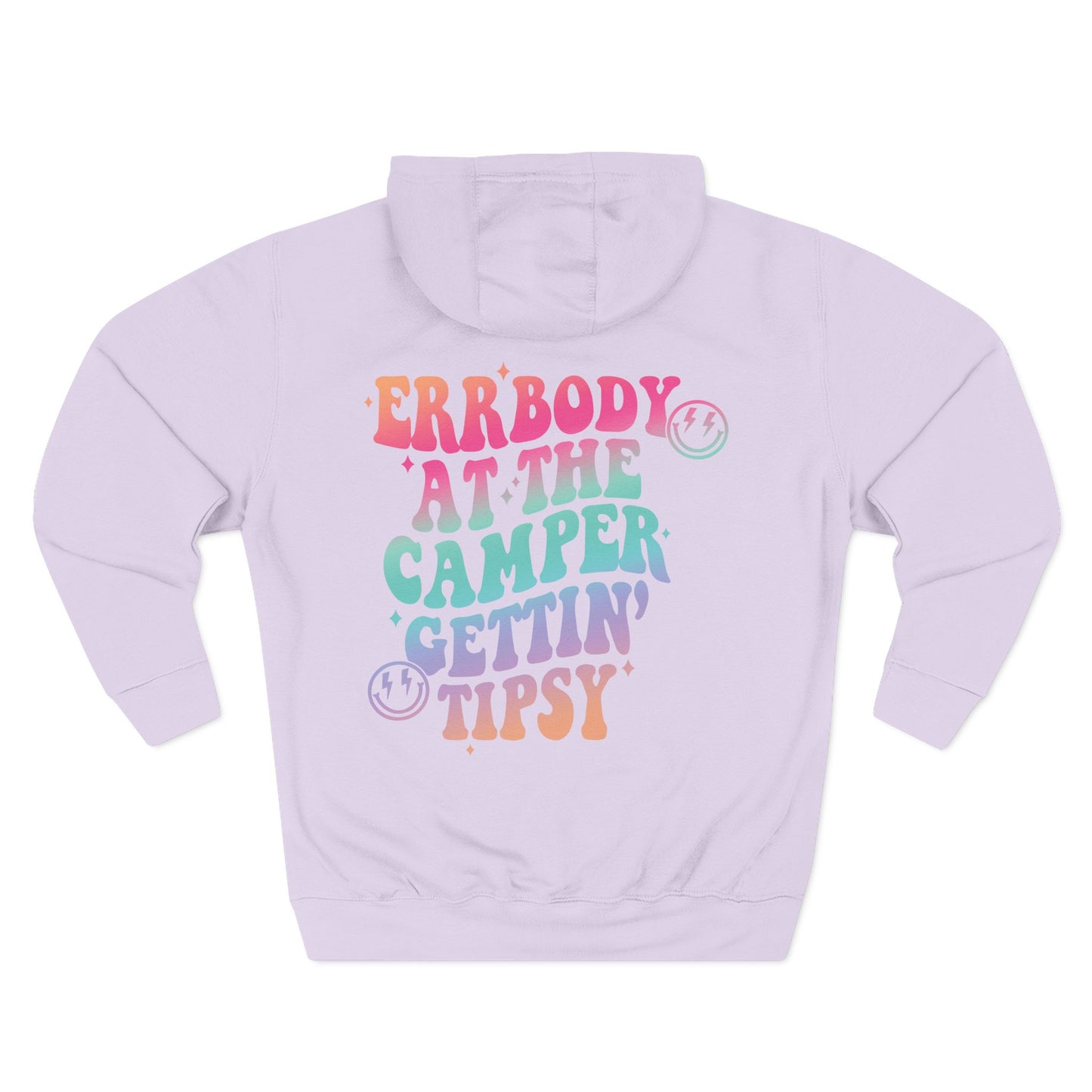 Gettin' Tipsy Camper Hoodie — Retro Pastel Camping Graphic Fleece