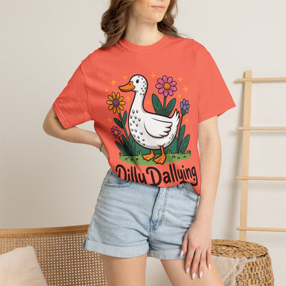 Dilly Dallying Duck T-Shirt — Cute Floral Goose Graphic Tee