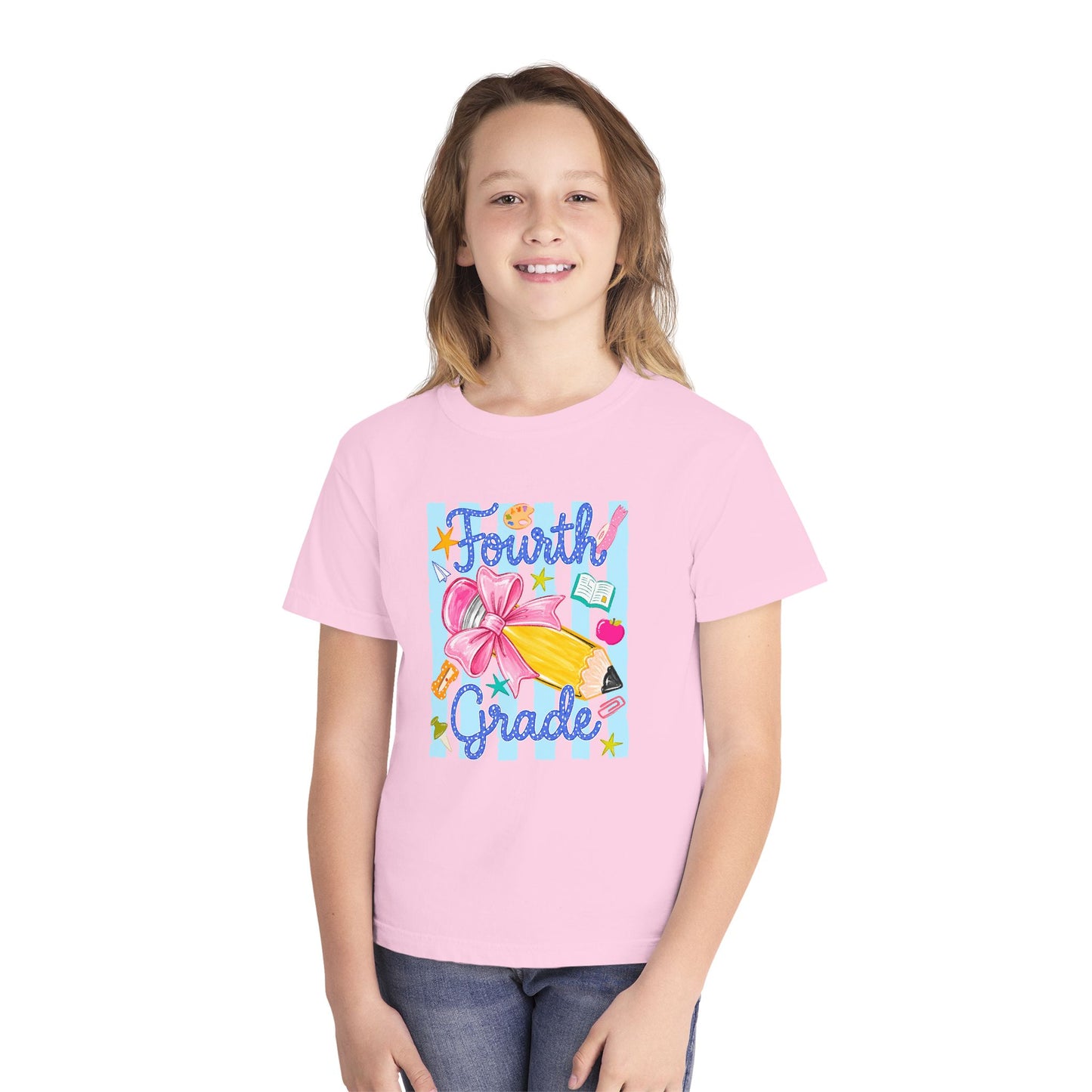 Fourth Grade Youth T‑Shirt — Cute School Supplies Back to School Tee