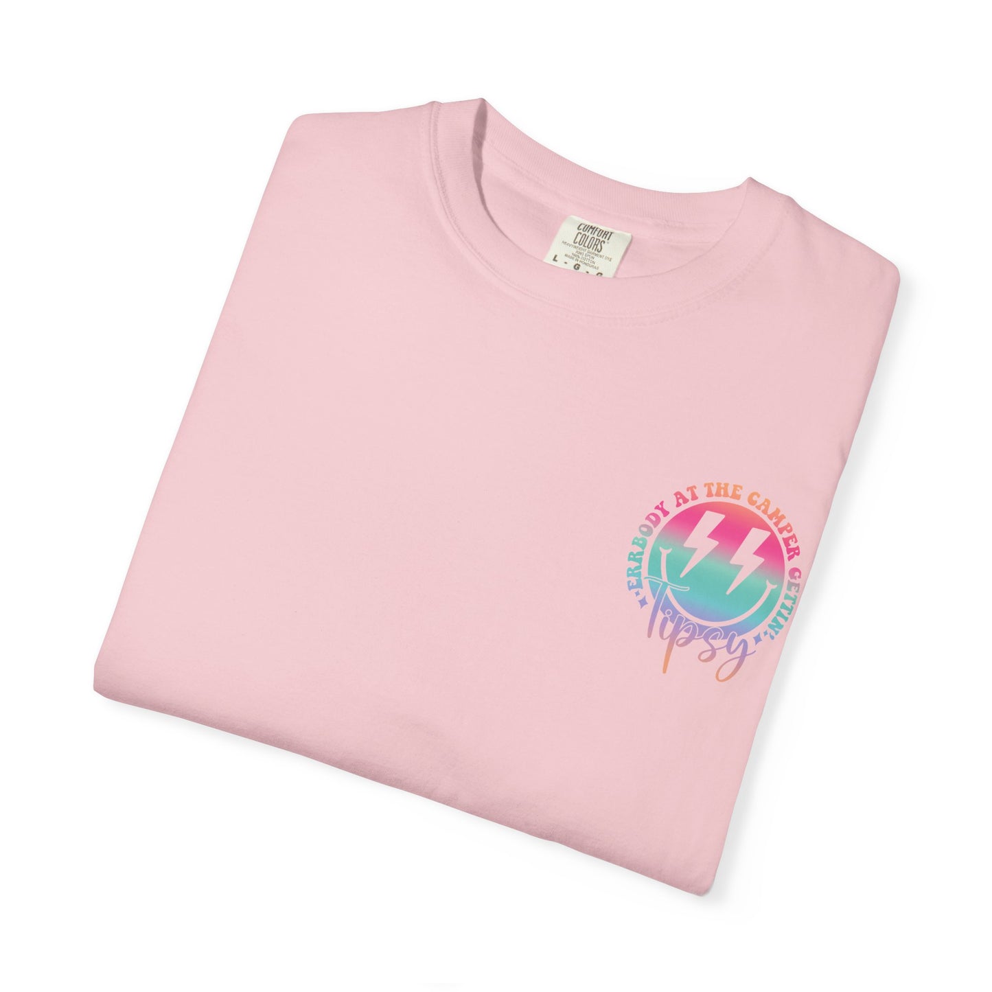 Gettin' Tipsy Camper T-Shirt — Retro Rainbow Camping Tee