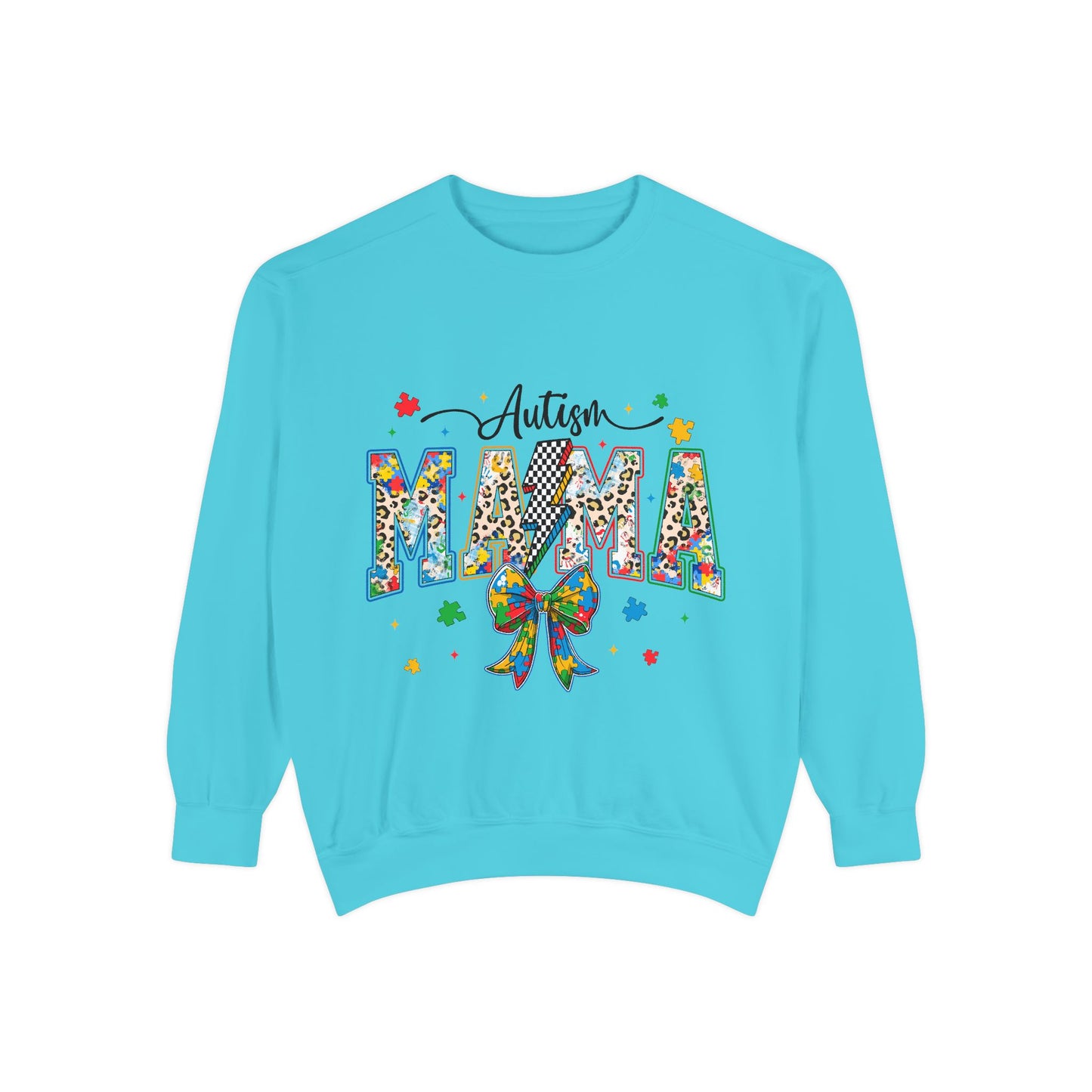 Autism Mama Sweatshirt — Colorful Puzzle Ribbon Mom Pullover