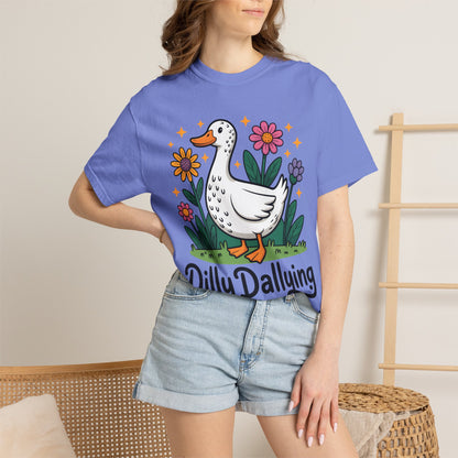 Dilly Dallying Duck T-Shirt — Cute Floral Goose Graphic Tee