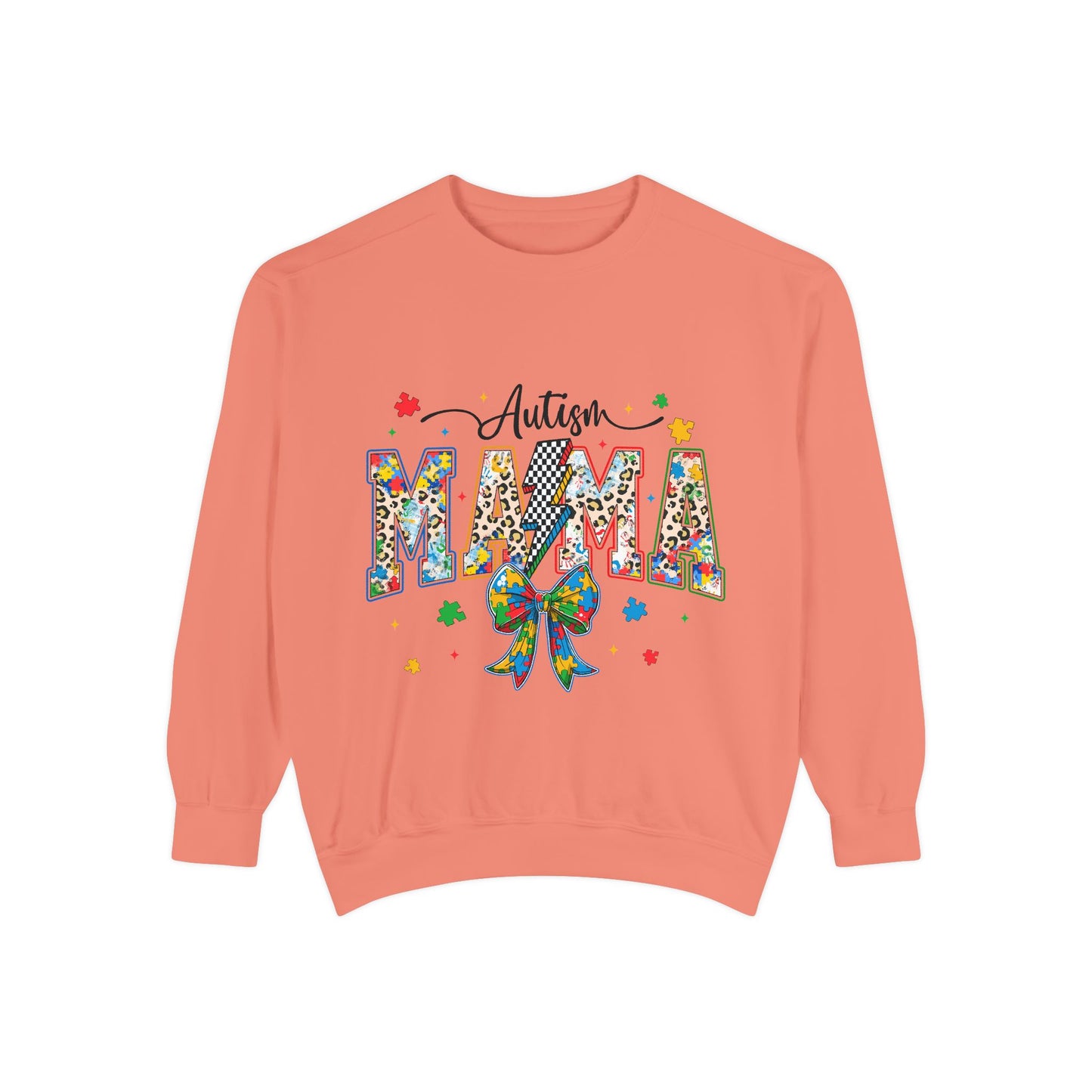 Autism Mama Sweatshirt — Colorful Puzzle Ribbon Mom Pullover
