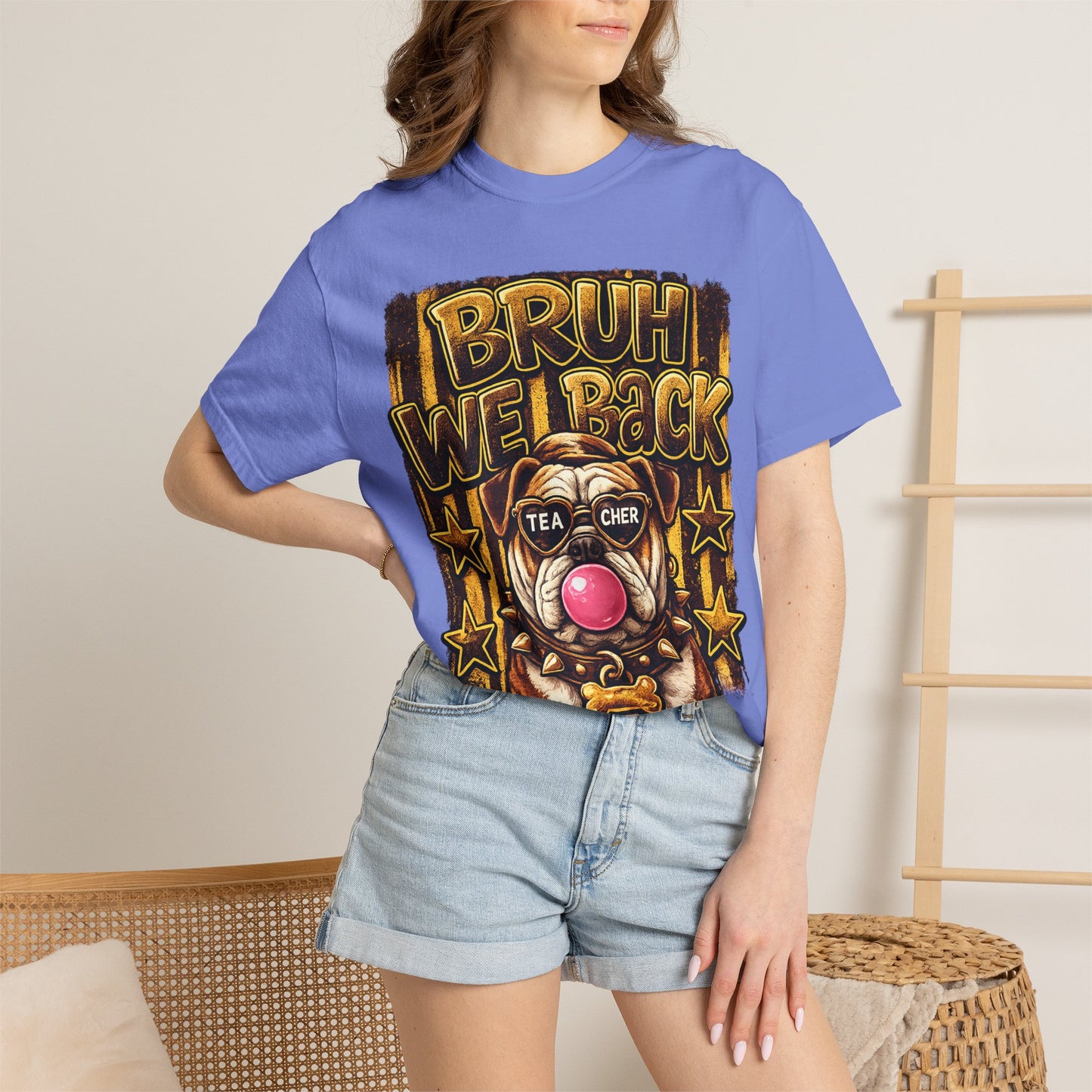 Bruh We Back Bulldog Graphic Tee — Teacher Bubblegum Bulldog T-Shirt