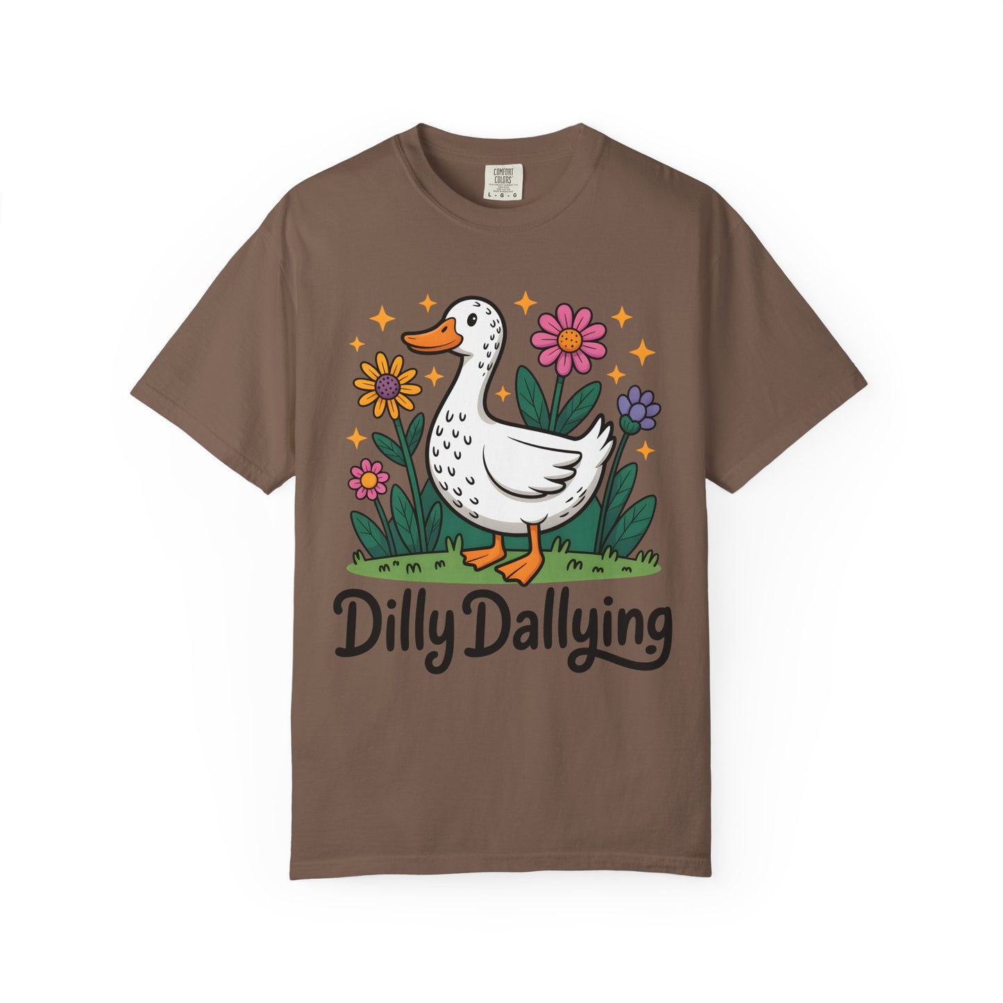 Dilly Dallying Duck T-Shirt — Cute Floral Goose Graphic Tee