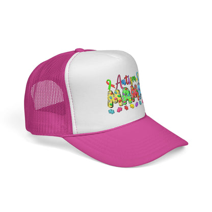 Autism Mama Trucker Hat - Colorful Puzzle Ribbon Support Cap