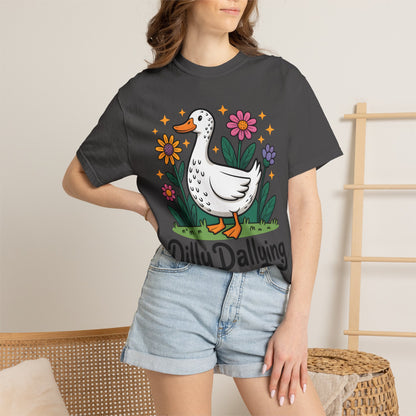 Dilly Dallying Duck T-Shirt — Cute Floral Goose Graphic Tee