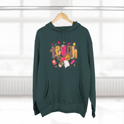 Teacher Cute Graphic Hoodie — "Teach" School Supplies Design