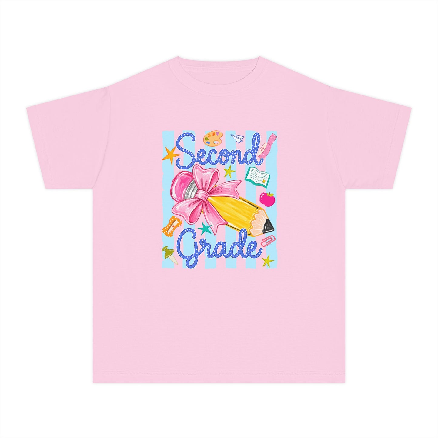 Second Grade Youth Tee — Back-to-School Cute Floral Pencil Design