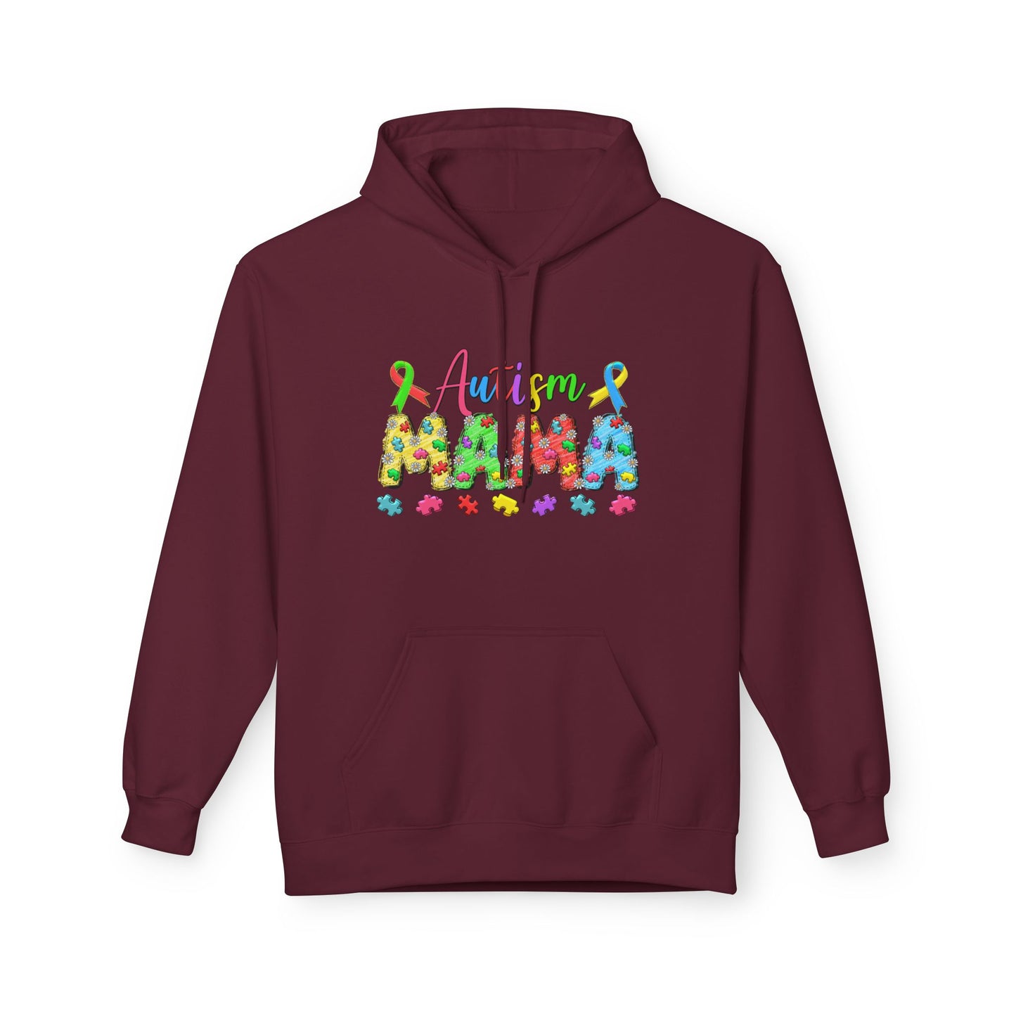 Autism Mama Hoodie — Colorful Puzzle-Print Mom Sweatshirt
