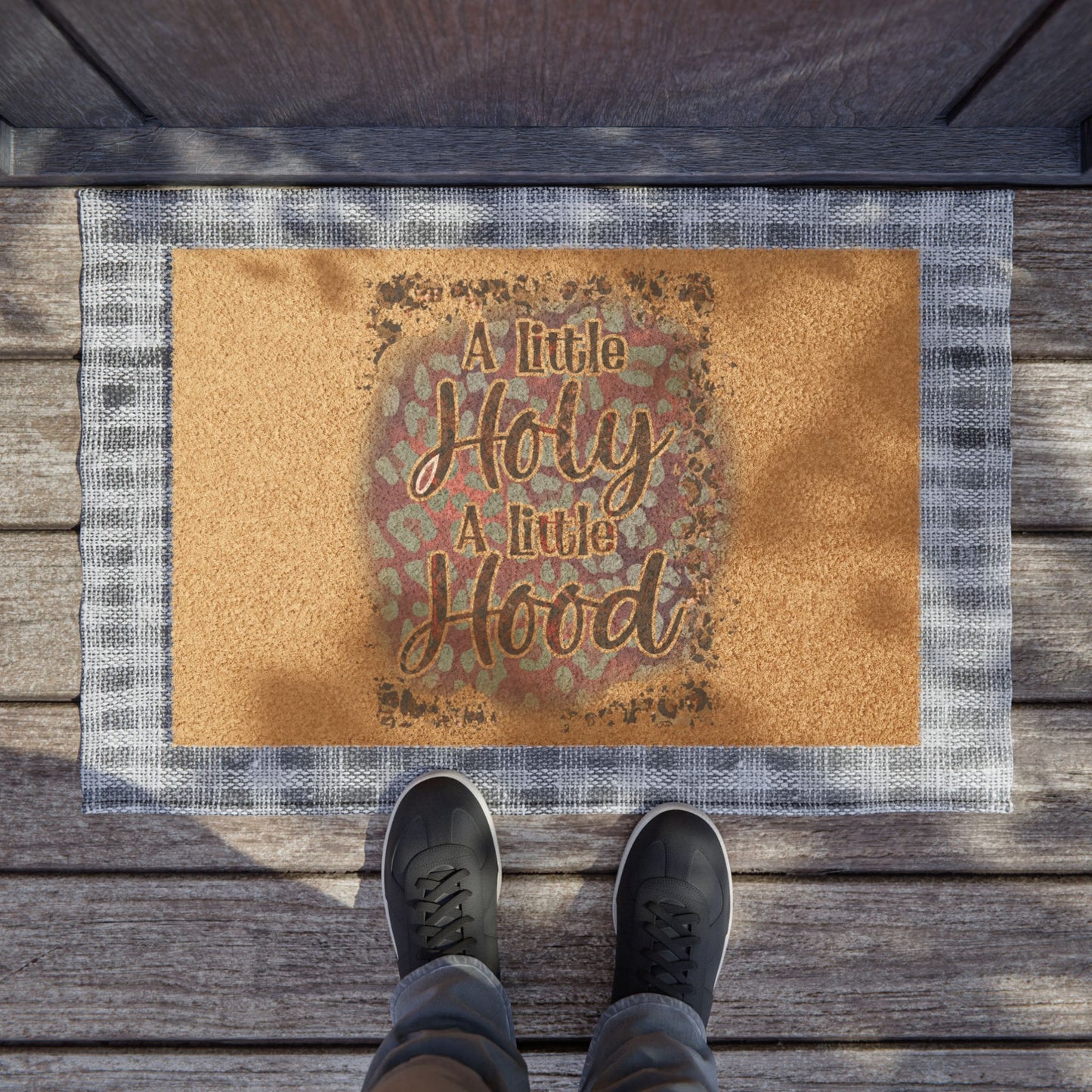 Doormat — “A Little Holy, A Little Hood” Decorative Coir Welcome Mat