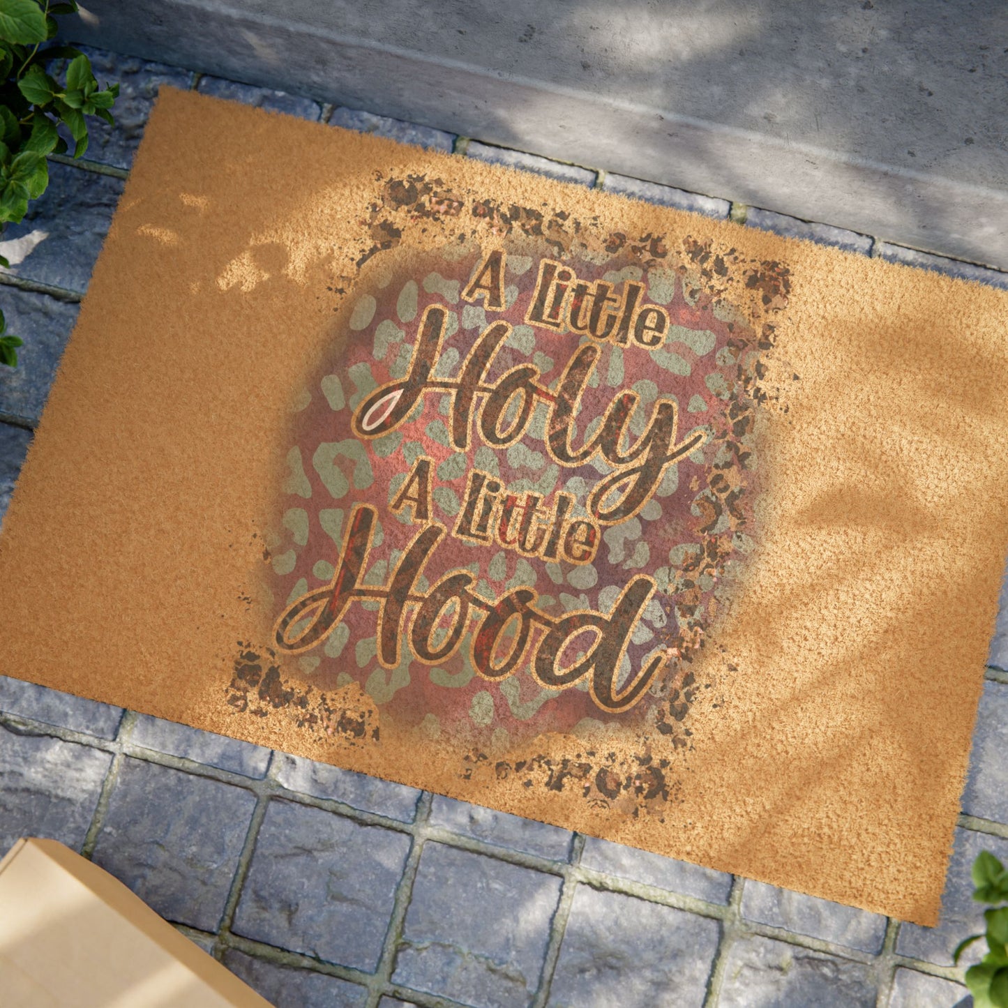 Doormat — “A Little Holy, A Little Hood” Decorative Coir Welcome Mat