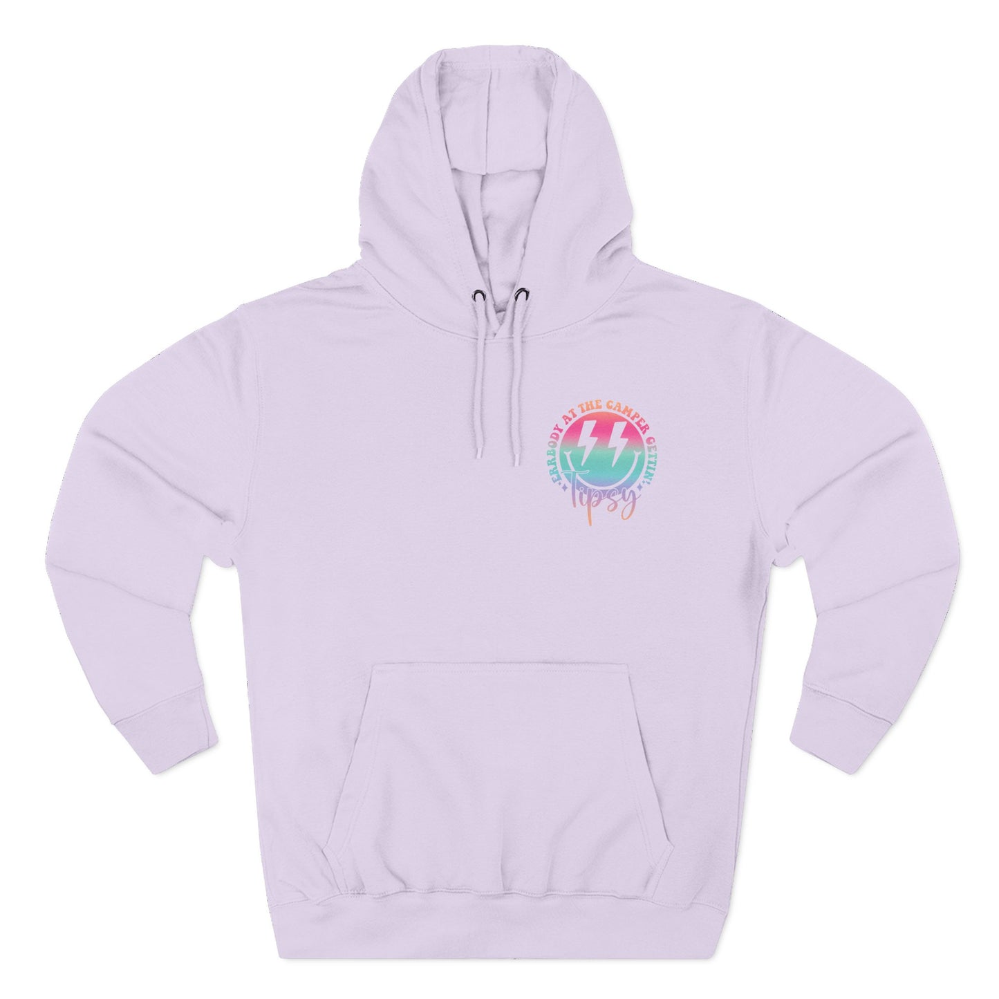 Gettin' Tipsy Camper Hoodie — Retro Pastel Camping Graphic Fleece