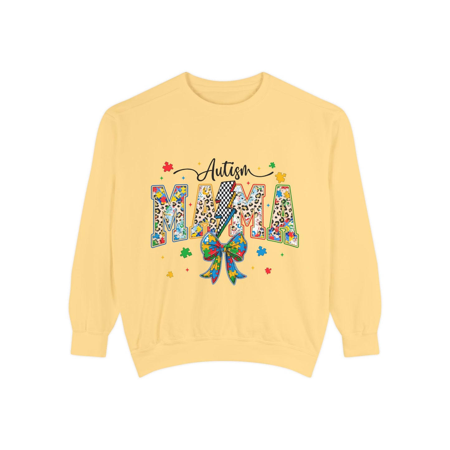 Autism Mama Sweatshirt — Colorful Puzzle Ribbon Mom Pullover