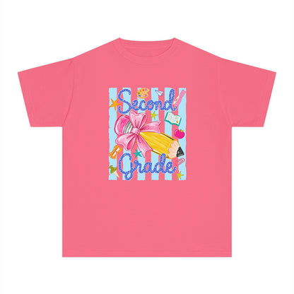 Second Grade Youth Tee — Back-to-School Cute Floral Pencil Design