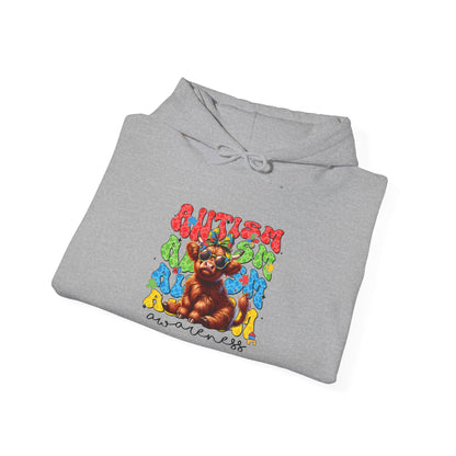 Autism Awareness Hoodie – Colorful Cow "Autism Awareness" Design