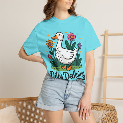 Dilly Dallying Duck T-Shirt — Cute Floral Goose Graphic Tee