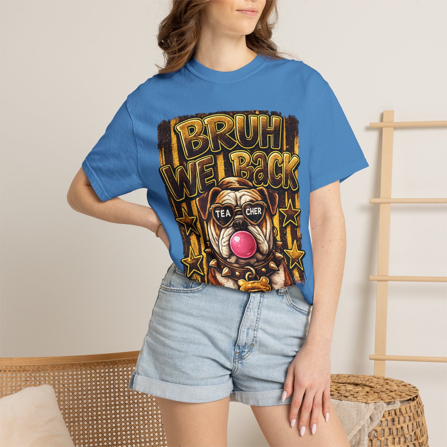 Bruh We Back Bulldog Graphic Tee — Teacher Bubblegum Bulldog T-Shirt