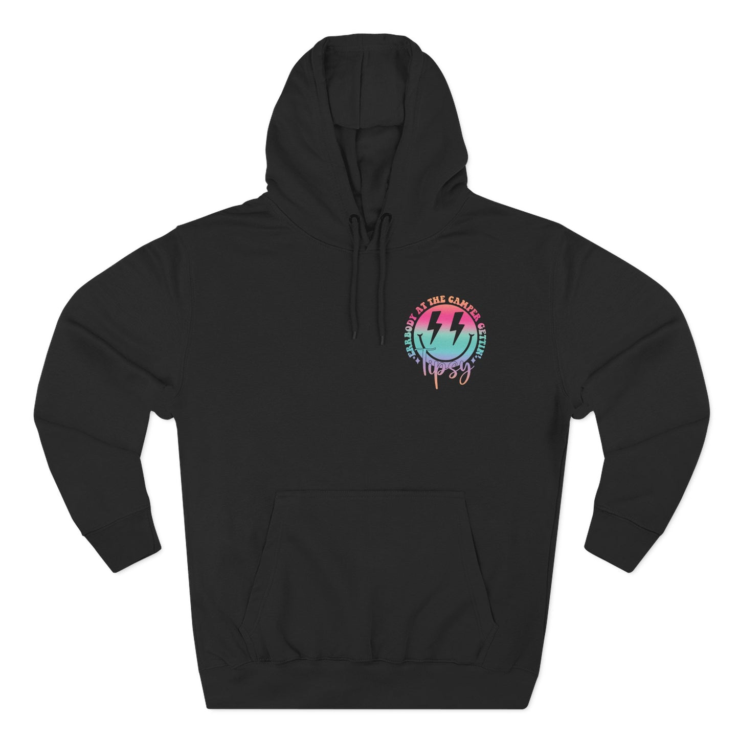 Gettin' Tipsy Camper Hoodie — Retro Pastel Camping Graphic Fleece
