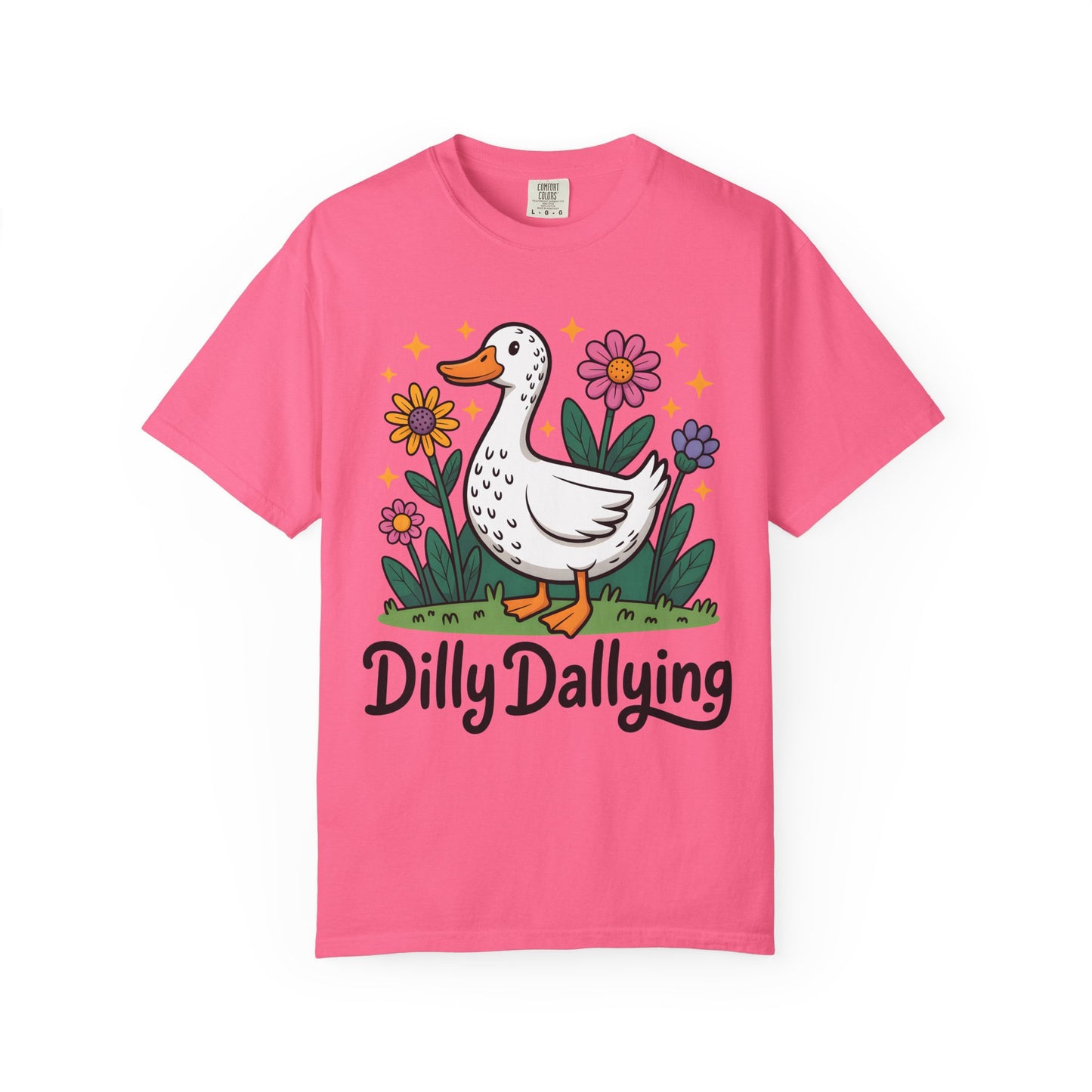 Dilly Dallying Duck T-Shirt — Cute Floral Goose Graphic Tee