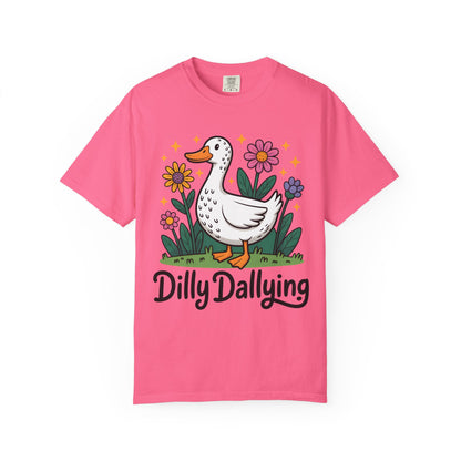 Dilly Dallying Duck T-Shirt — Cute Floral Goose Graphic Tee