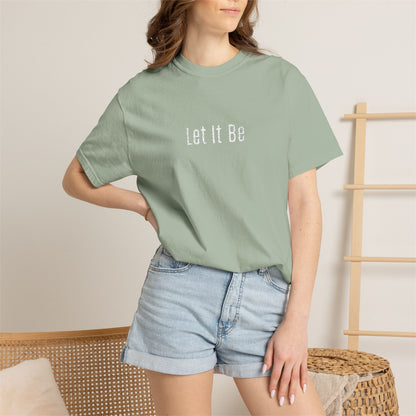 Embroidered T-Shirt — 'Let It Be' Minimal Script Graphic Tee