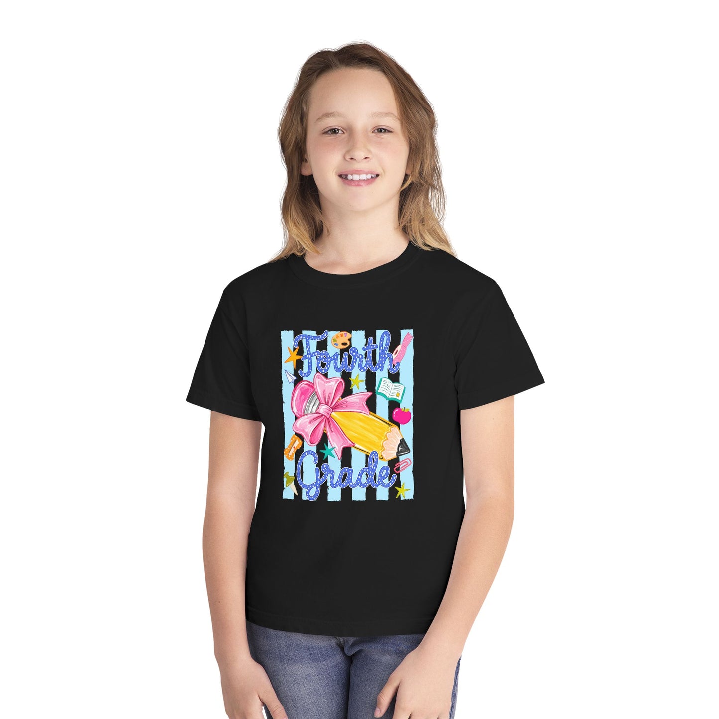 Fourth Grade Youth T‑Shirt — Cute School Supplies Back to School Tee