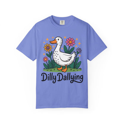 Dilly Dallying Duck T-Shirt — Cute Floral Goose Graphic Tee