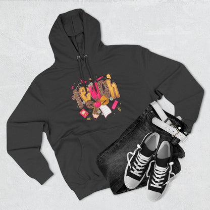 Teacher Cute Graphic Hoodie — "Teach" School Supplies Design