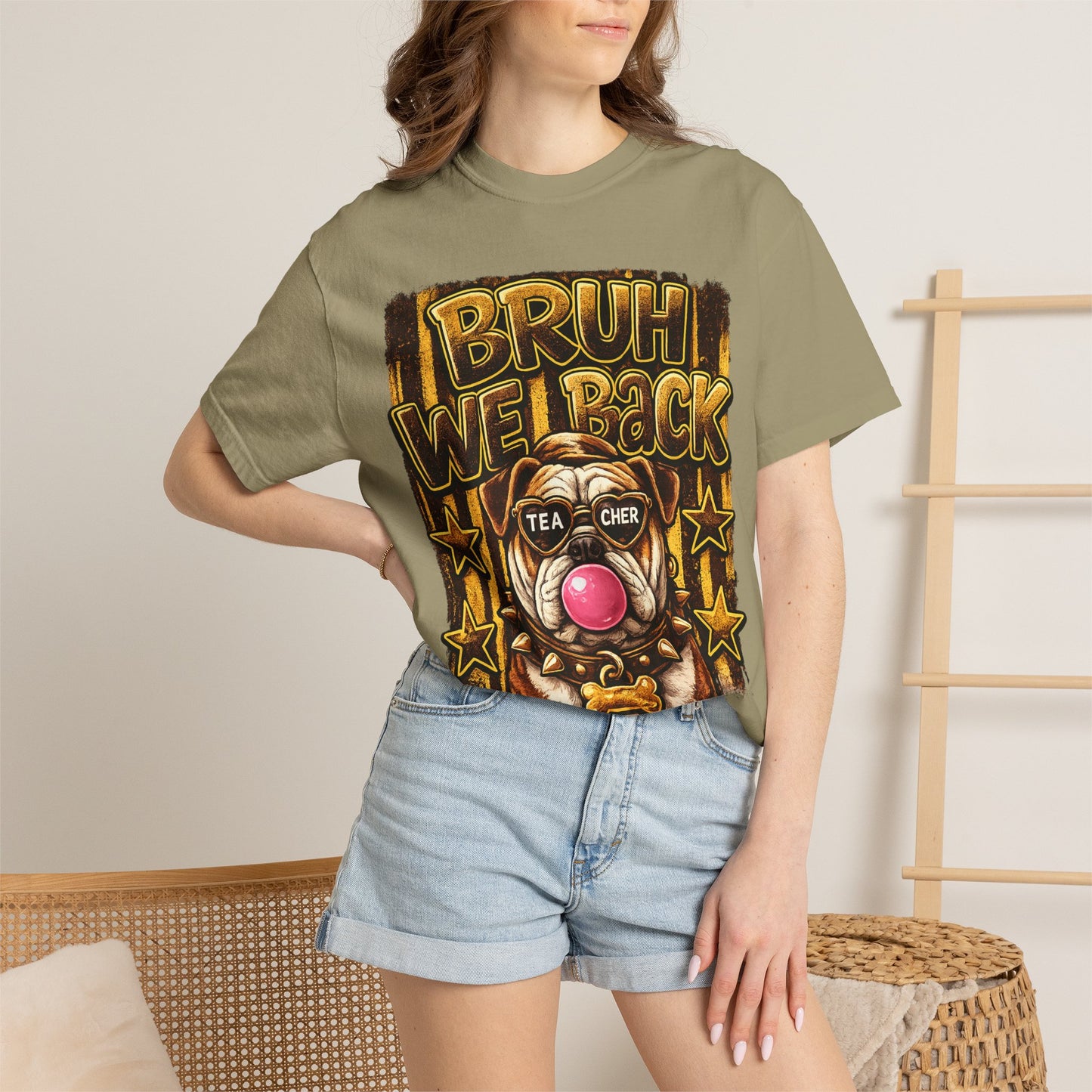 Bruh We Back Bulldog Graphic Tee — Teacher Bubblegum Bulldog T-Shirt