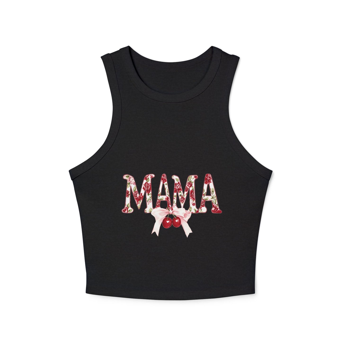 Mama Cherry Floral Racer Tank — Women's Cute Mother's Day Tank Top