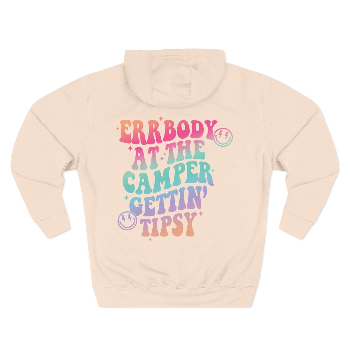 Gettin' Tipsy Camper Hoodie — Retro Pastel Camping Graphic Fleece