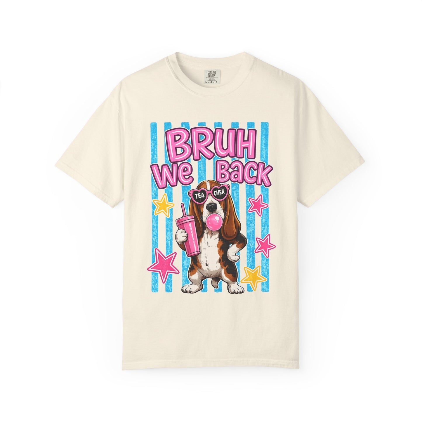 Bruh We Back T-Shirt — Cute Basset Hound Bubblegum Graphic Tee