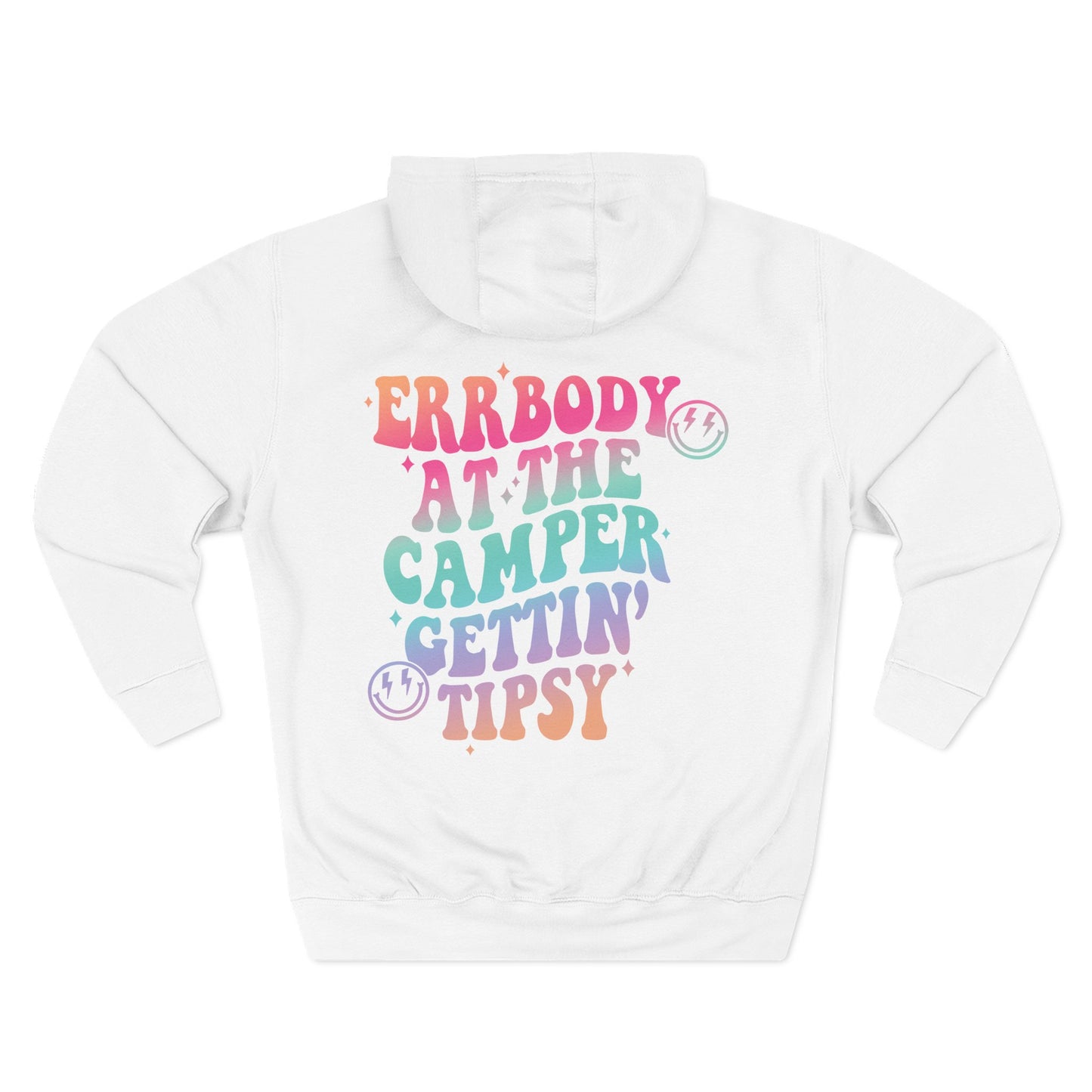 Gettin' Tipsy Camper Hoodie — Retro Pastel Camping Graphic Fleece