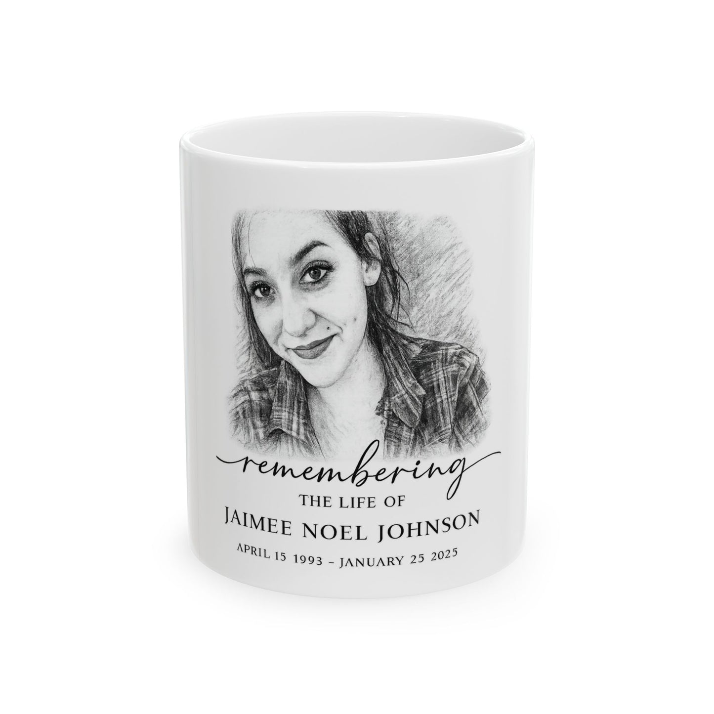 Memorial Photo Mug — "Remembering" Personalized Funeral Tribute (11oz/15oz)