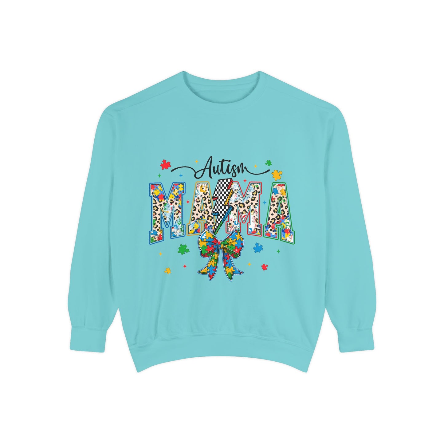 Autism Mama Sweatshirt — Colorful Puzzle Ribbon Mom Pullover