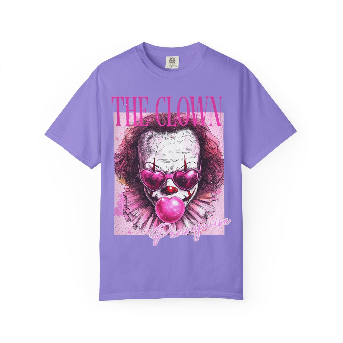 Clown Graphic T-Shirt — 'THE CLOWN' Pink Heart Balloon Horror Tee