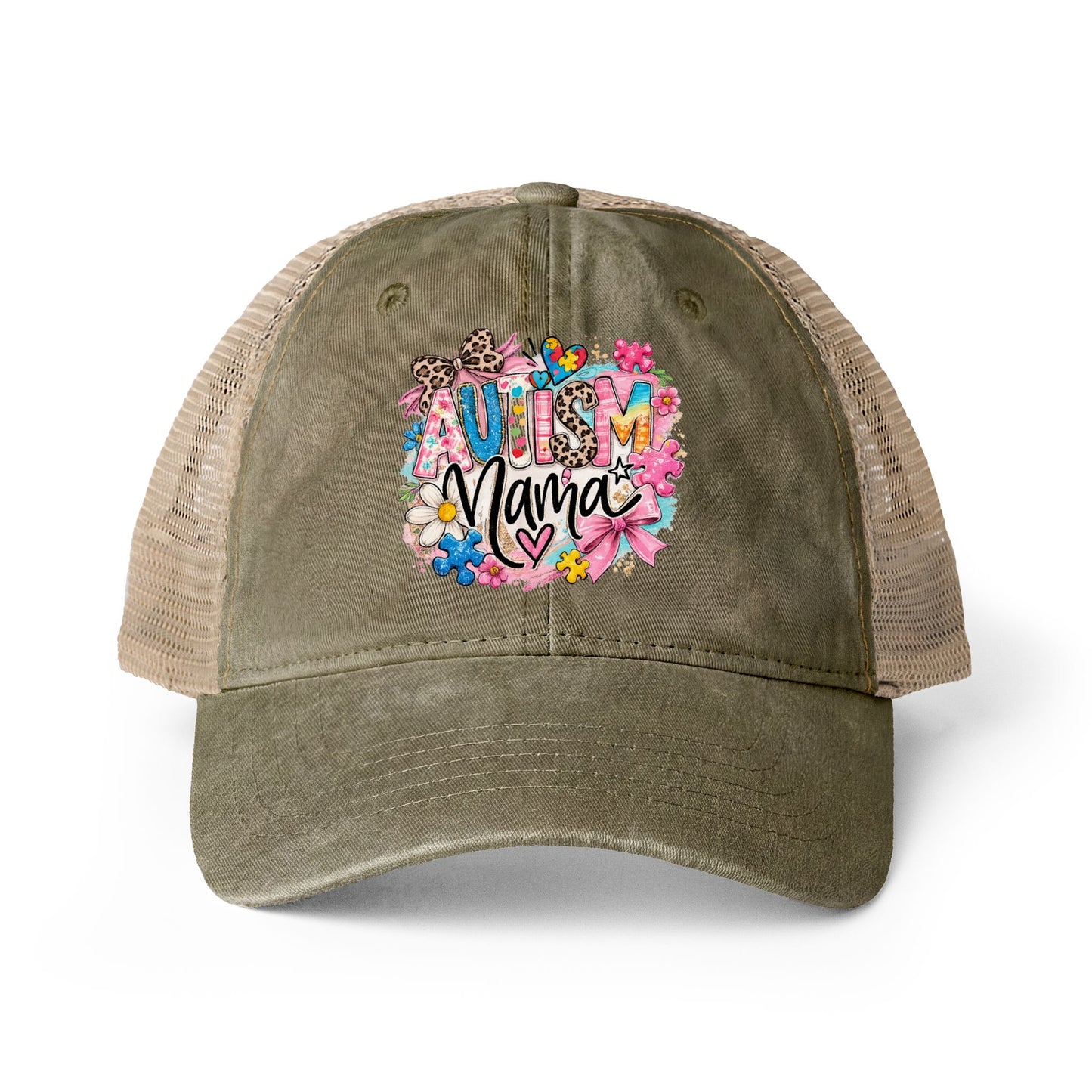 Women's Washed Mesh-Back Cap Autism Mama
