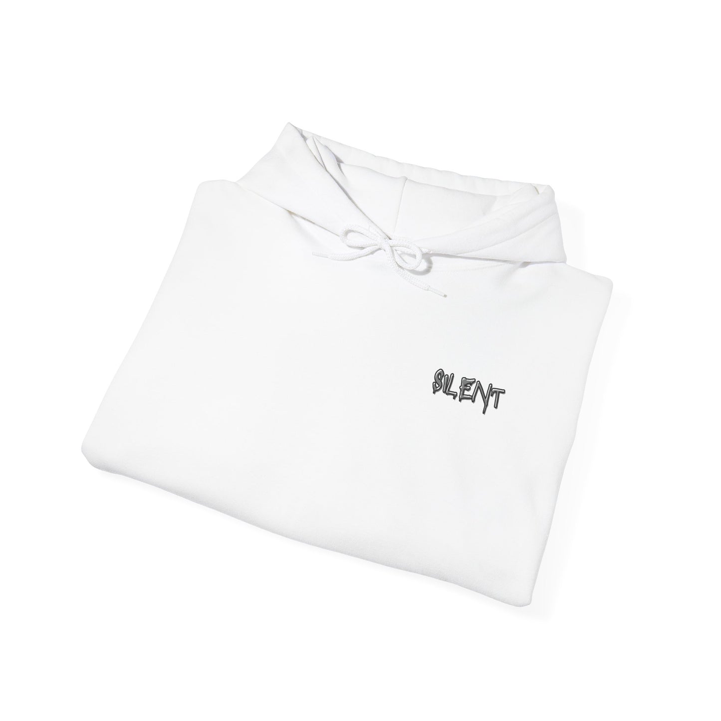Silent Graffiti Hoodie — White "SILENT Lifestyle" Streetwear Pullover