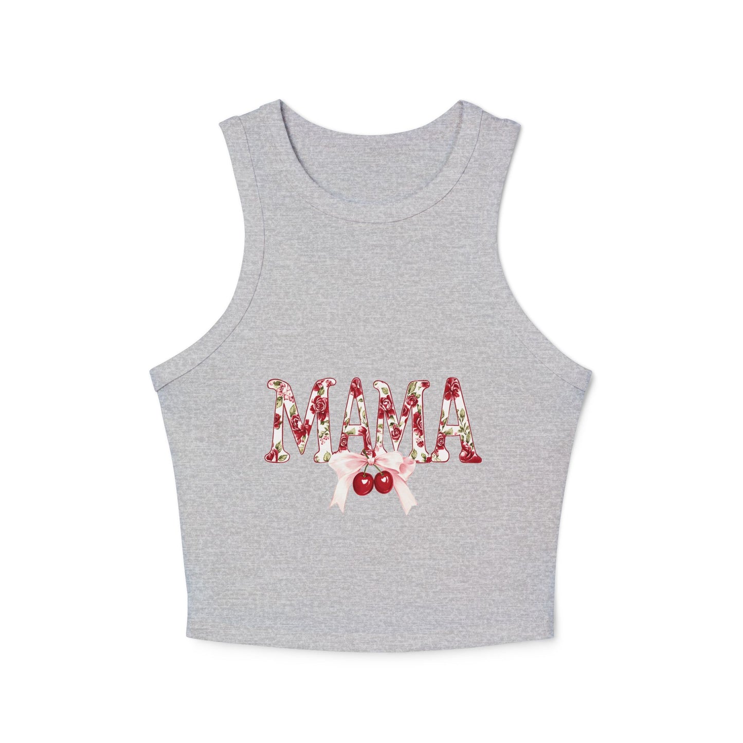 Mama Cherry Floral Racer Tank — Women's Cute Mother's Day Tank Top
