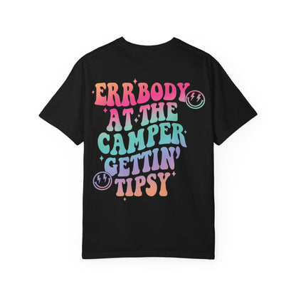 Gettin' Tipsy Camper T-Shirt — Retro Rainbow Camping Tee